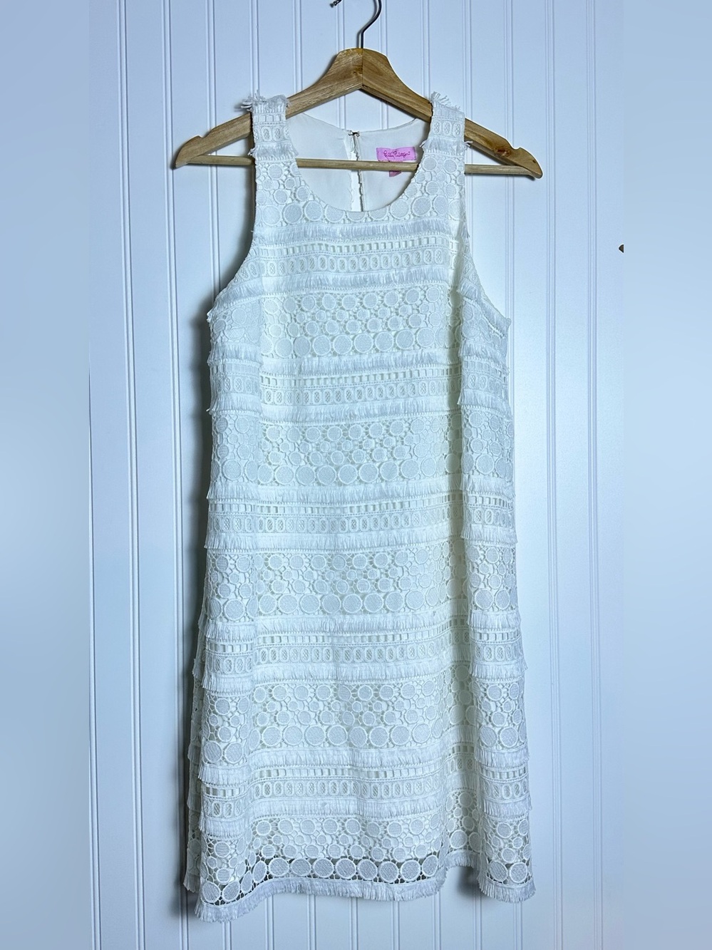 Lilly Pulitzer Annette Shift Lace Dress Resort White Fringe 6 Lined - Picture 6 of 14